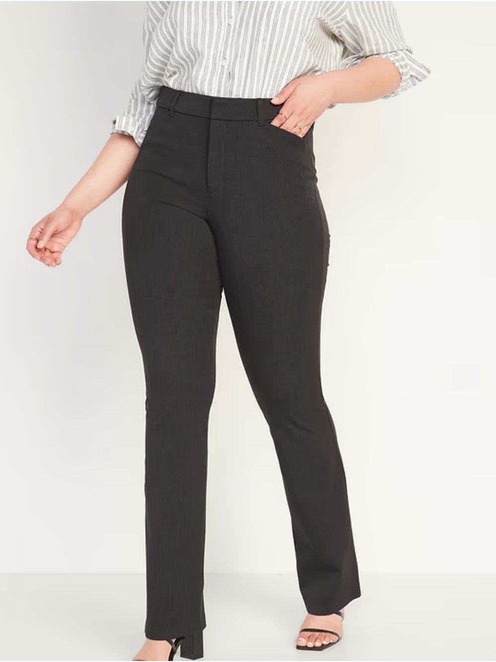 Old Navy Dark Heather Gray High-Waisted Pixie Flare Dress Trousers for Women